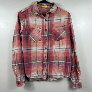 GRAMICCI Men’s Button Up Flannel Long Sleeve Plaid Shirt Size Small Red / Orange